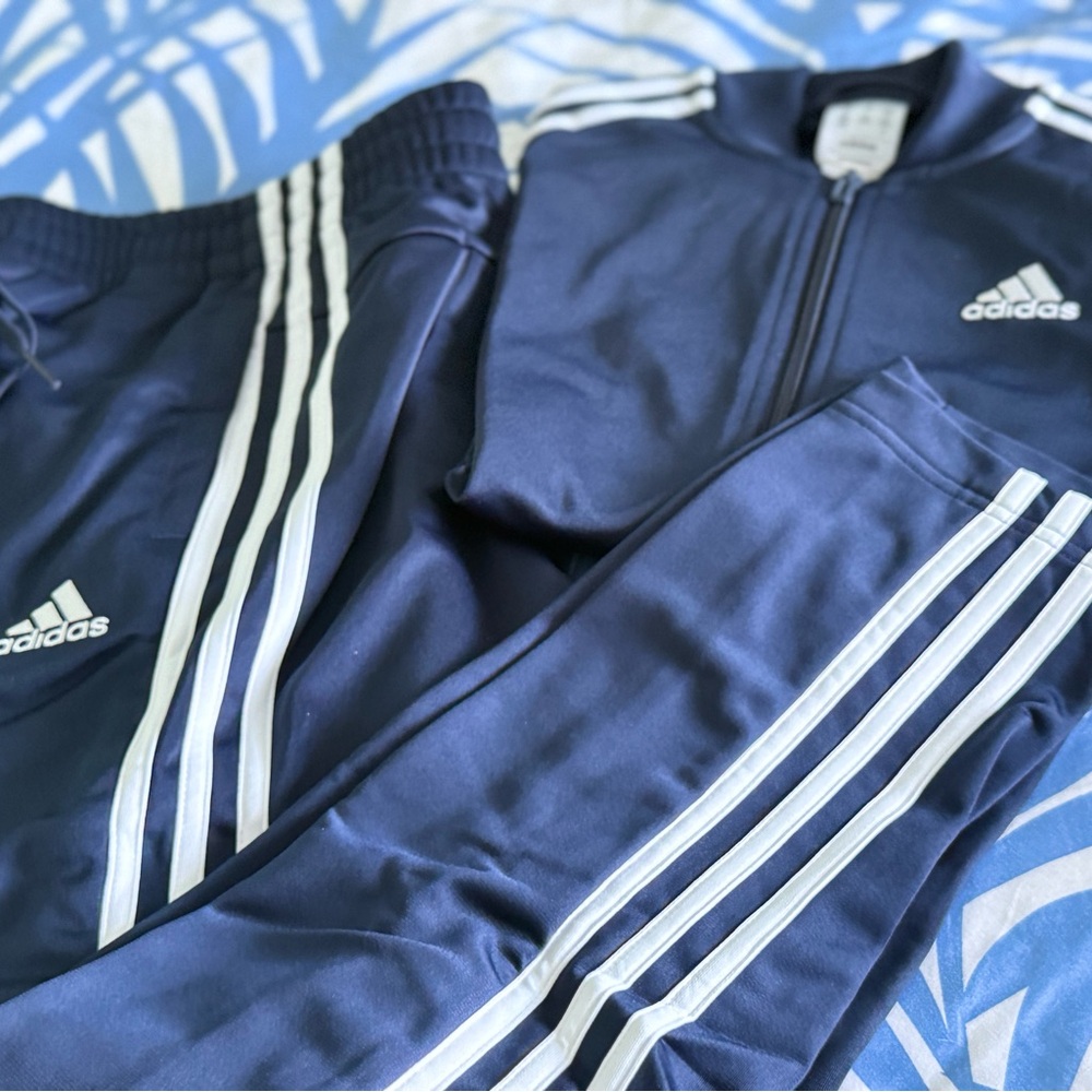 NWT Adidas Iconic Blue relaxed pants & bomber jacket